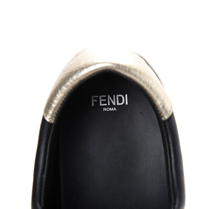 Fendi Vitello Lurex Rockoclick Slip On Sneakers 39.5 Black Gold 7 of 9