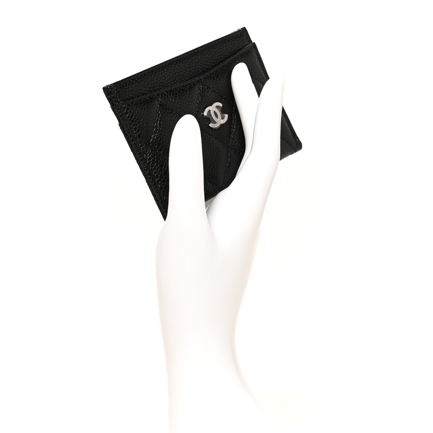Caviar Quilted Card Holder Black