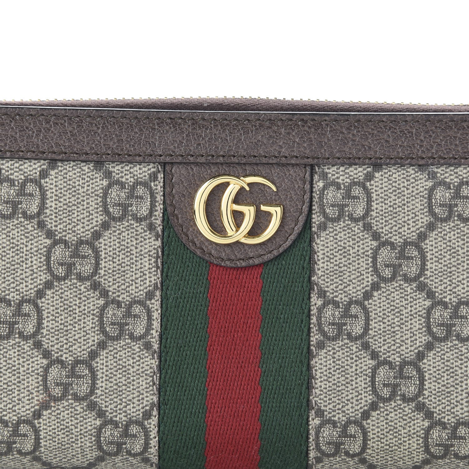 Gucci GG Supreme Monogram Web Ophidia Zip Around Wallet Brown 9 of 9