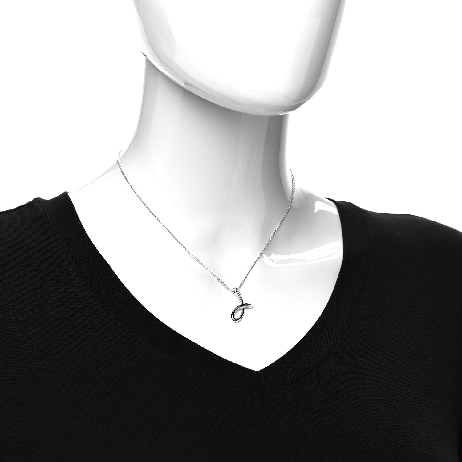 Tiffany Sterling Silver Elsa Peretti Letter J Pendant Necklace 2 of 5