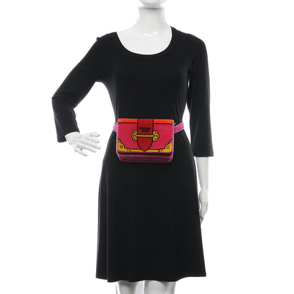 Prada Velluto Ricamo Cahier Belt Bag Fuxia 4 of 14
