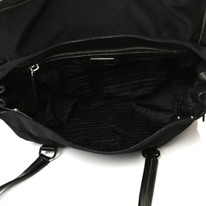 Prada Soft Calfskin Nylon Buckle Shoulder Bag Black 9 of 15