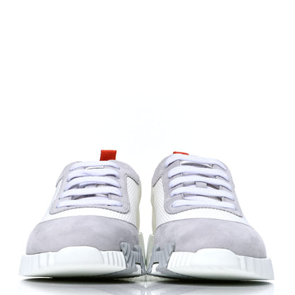 Hermes Technical Canvas Suede Goatskin Bouncing Sneakers 38 White Multicolor 2 of 4