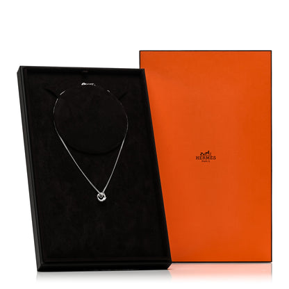 Hermes 18K White Gold Diamond Etriviere Pendant Necklace 5 of 5