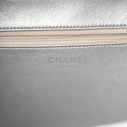 Chanel Metallic Caviar Quilted Large CC Filigree Vanity Case Silver 6 of 11