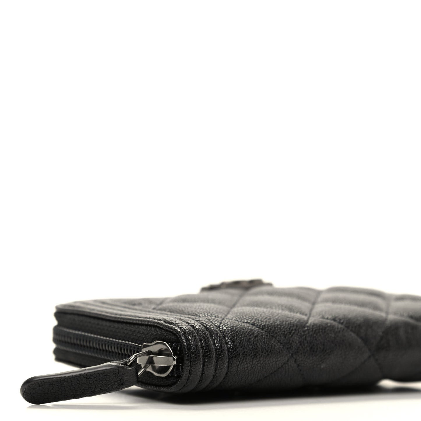 Caviar Quilted Small Boy Zip Around Wallet Black