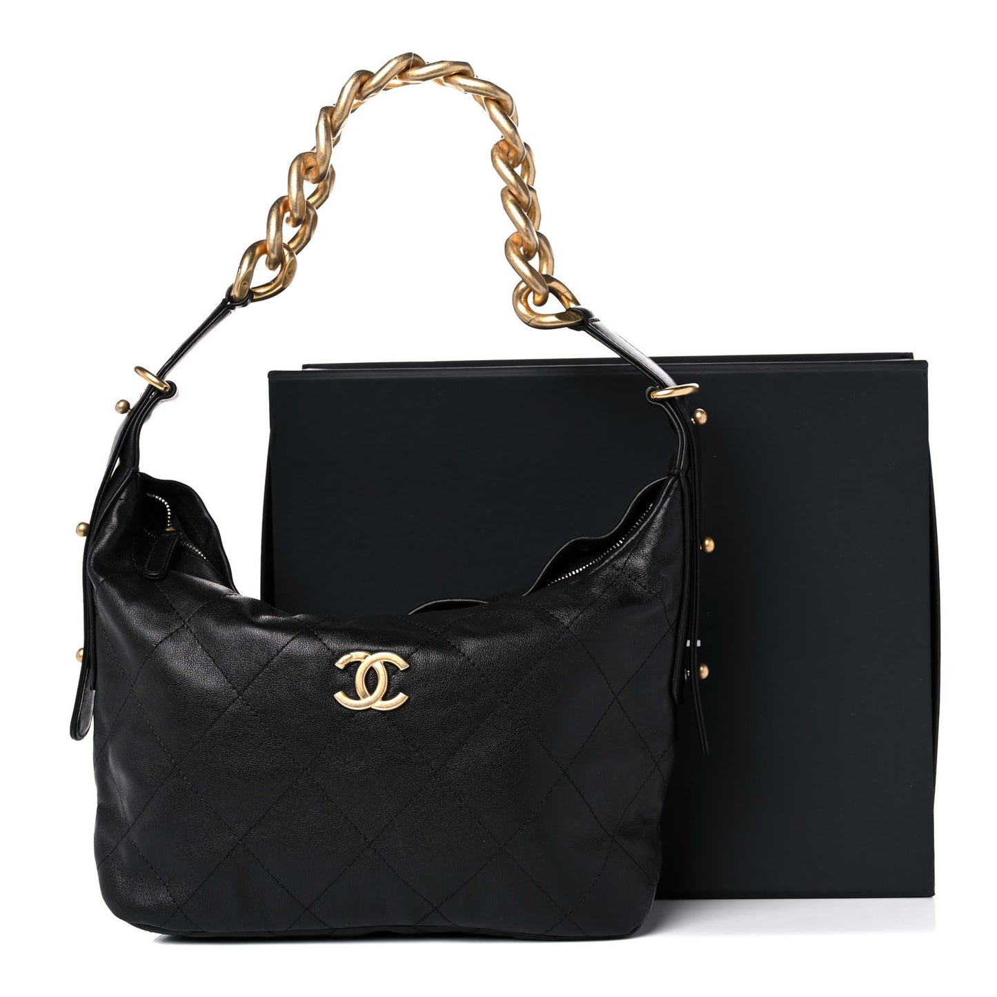 Calfskin Quilted Daily Hobo Black