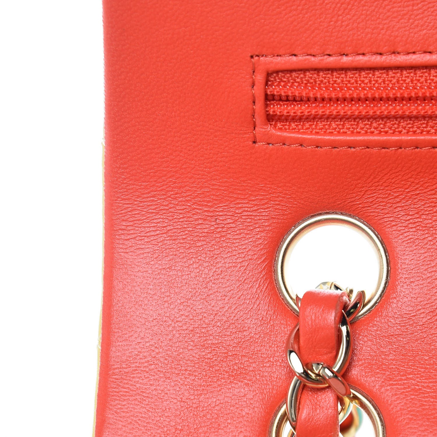 Chanel Lambskin Quilted Tri-Color Medium Double Flap Jaune Rouge Turquoise 12 of 12