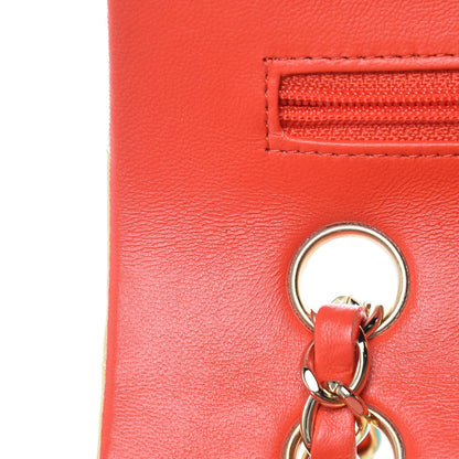 Chanel Lambskin Quilted Tri-Color Medium Double Flap Jaune Rouge Turquoise 12 of 12