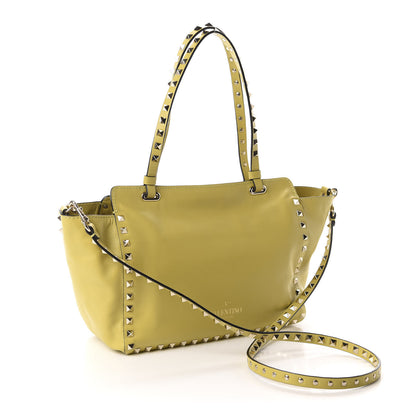 Valentino Garavani Vitello Small Rockstud Tote Yellow 3 of 9
