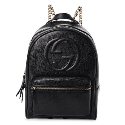 Gucci Pebbled Calfskin Soho Chain Backpack Black 1 of 7