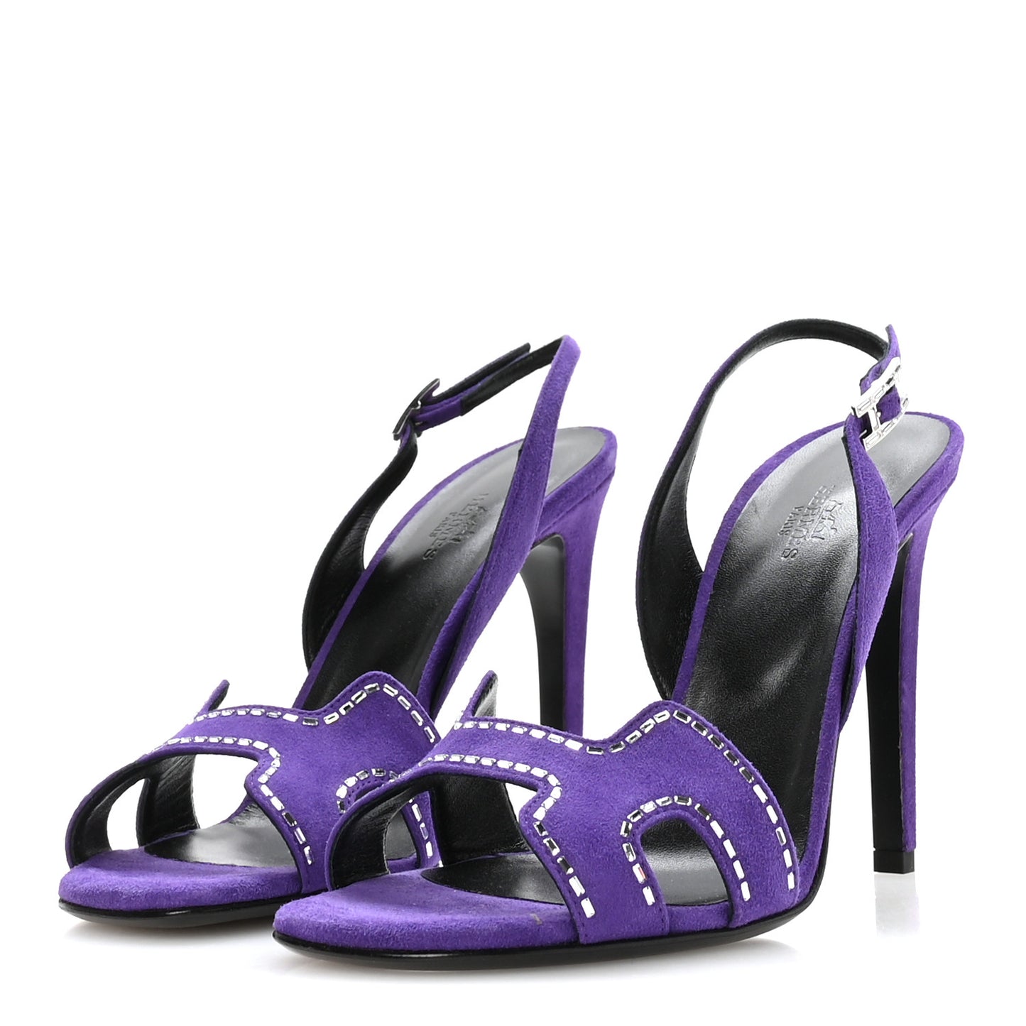 Suede Goatskin Crystal Heden 105 Sandals 40 Violet Majorette
