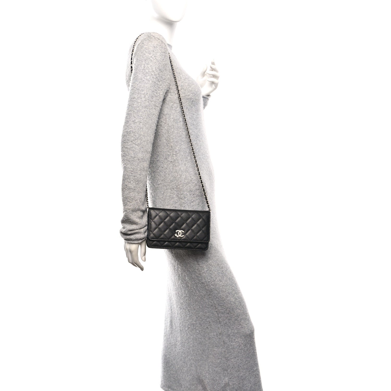Chanel Caviar Quilted Crystal Star Wallet On Chain Black 3 of 14