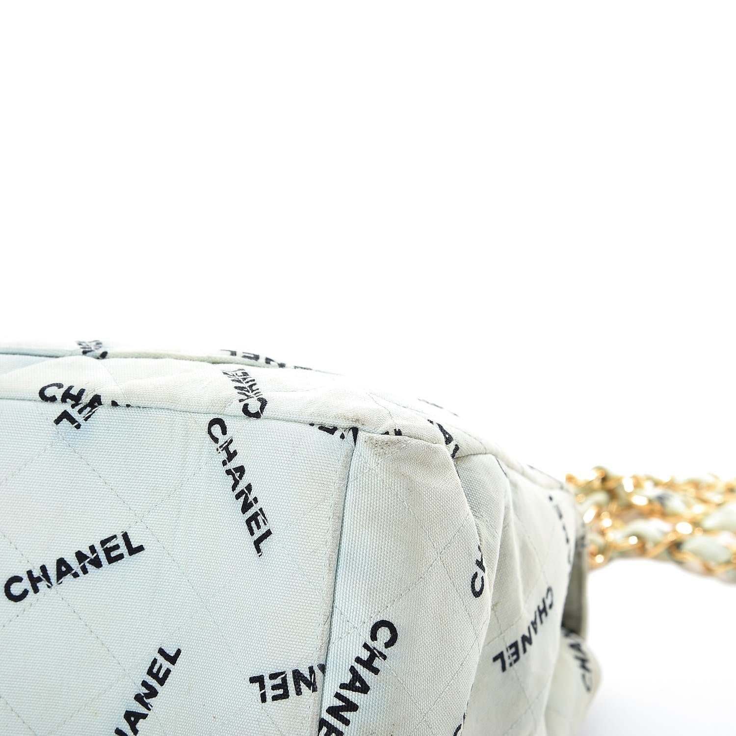 Chanel Canvas Quilted XL Jumbo Single Flap Green 23 of 24