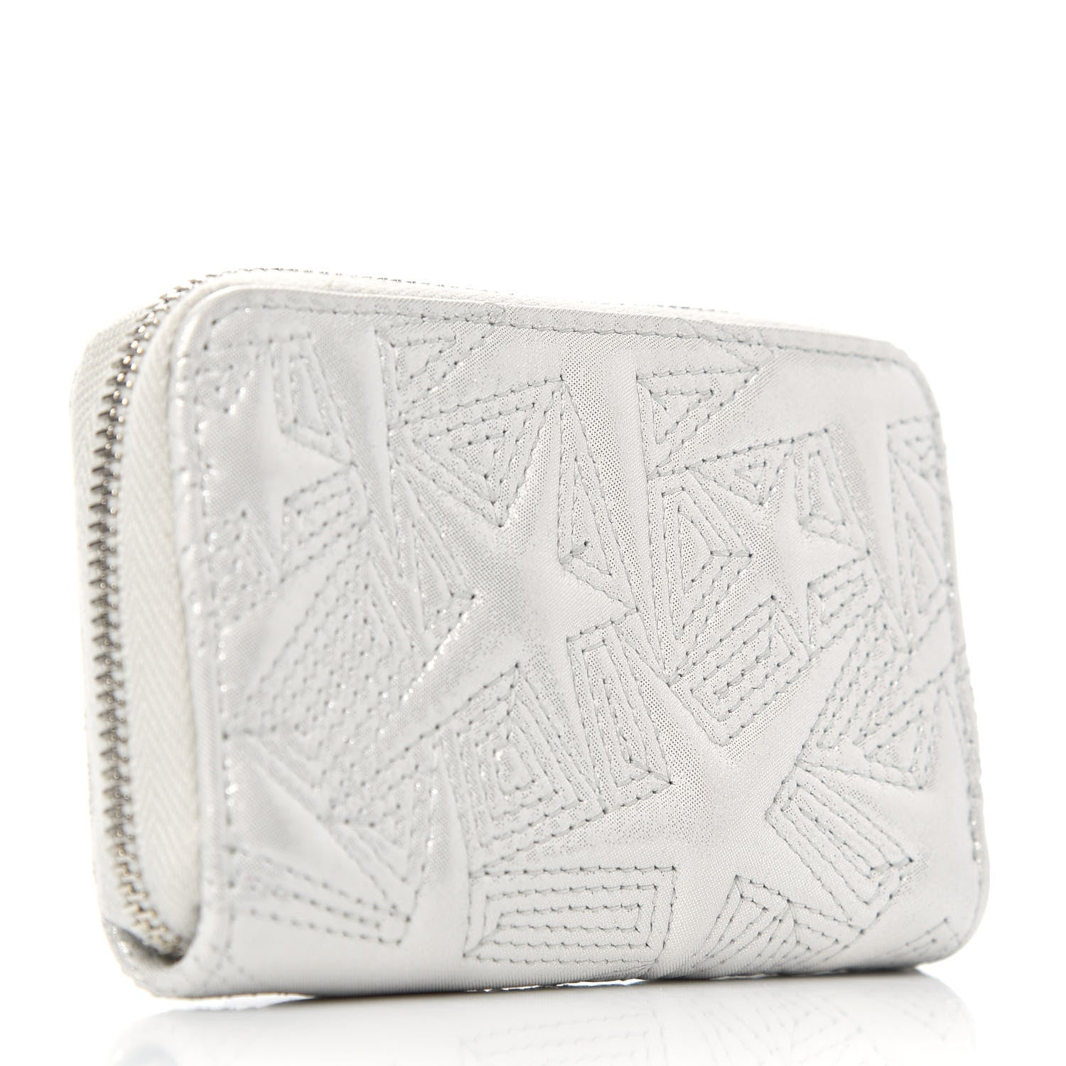 Chanel Metallic Lambskin Star Embossed Coin Purse Light Silver 3 of 8