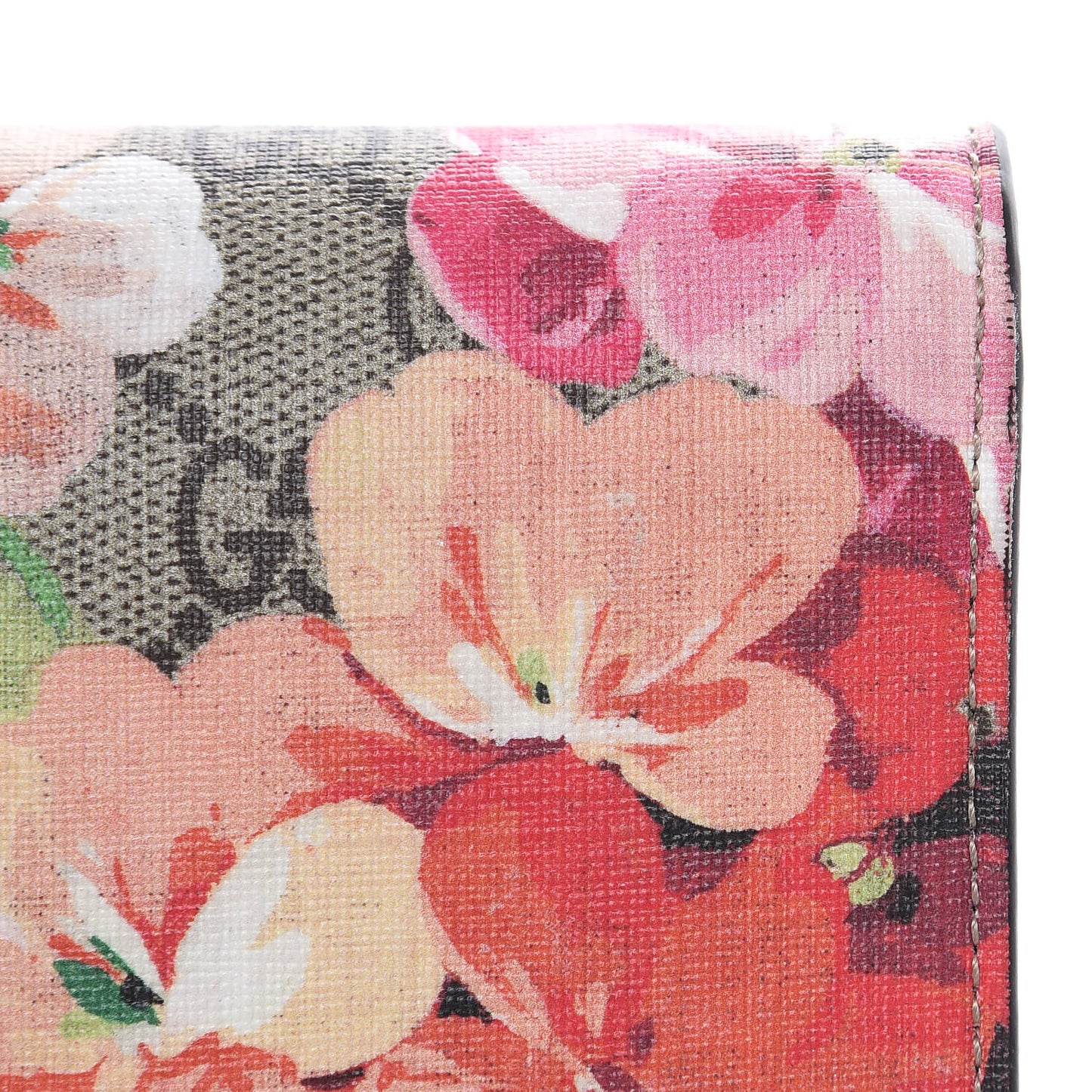 GG Supreme Monogram Blooms Chain Wallet Beige Multicolor Dry Rose