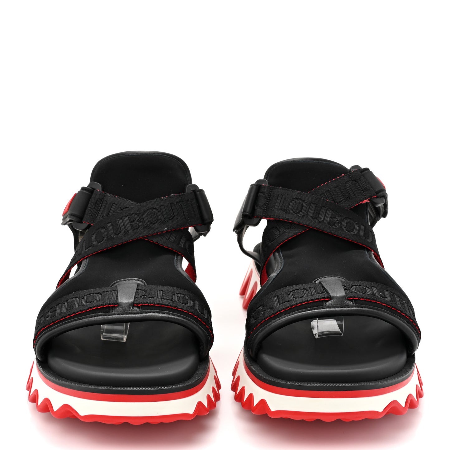 Calfskin Neoprene Mens Summer Loubishark Sandals 44 Black
