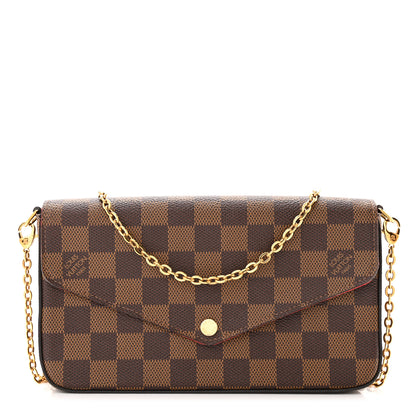 Louis Vuitton Damier Ebene Pochette Felicie Chain Wallet 3 of 12