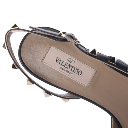 Valentino Garavani Pebbled Calfskin Rockstud Half D'Orsay Slingback 50mm Pumps 36.5 Black 6 of 9