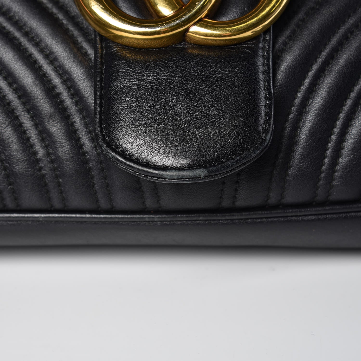 Gucci Calfskin Matelasse Medium GG Marmont Shoulder Bag Black 13 of 16