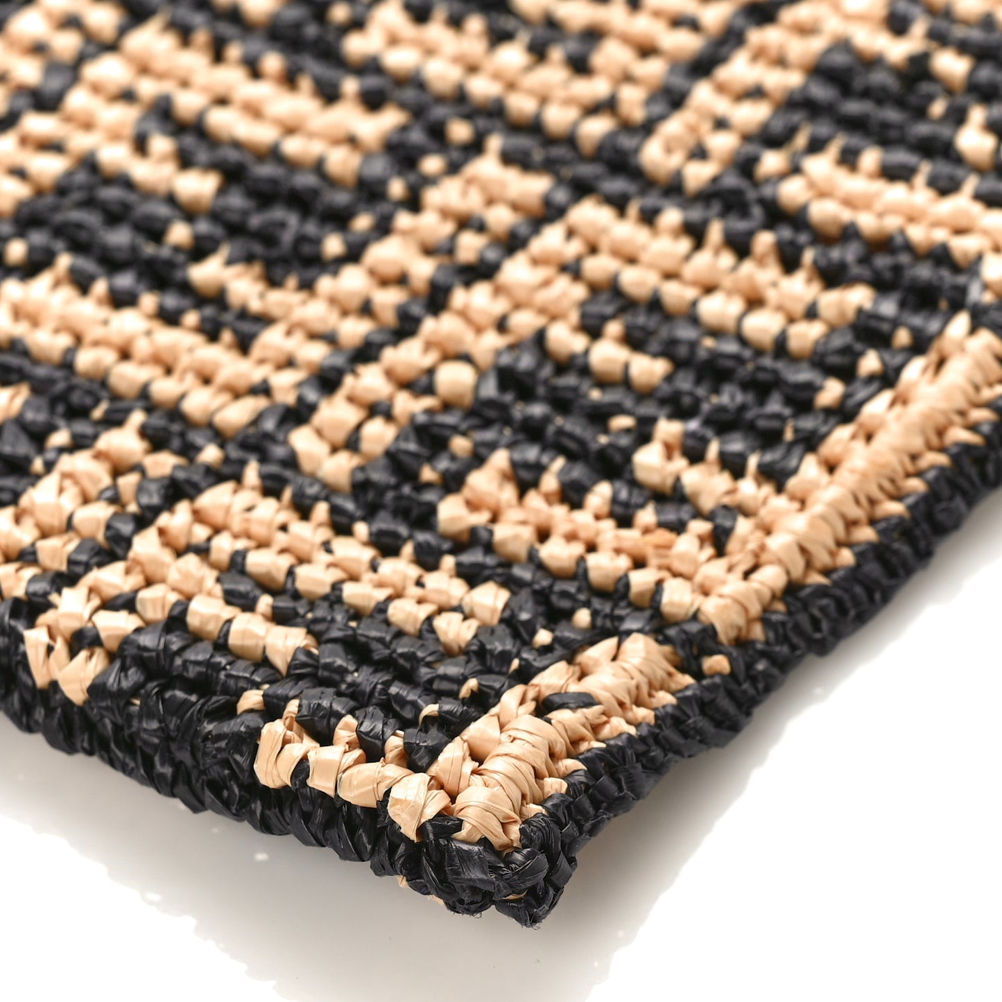 Raffia FF 1974 Large Flat Pouch Black Natural