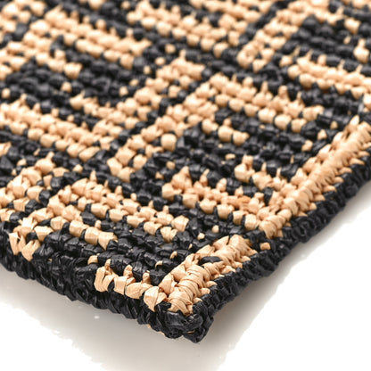 Fendi Raffia FF 1974 Large Flat Pouch Black Natural 8 of 8