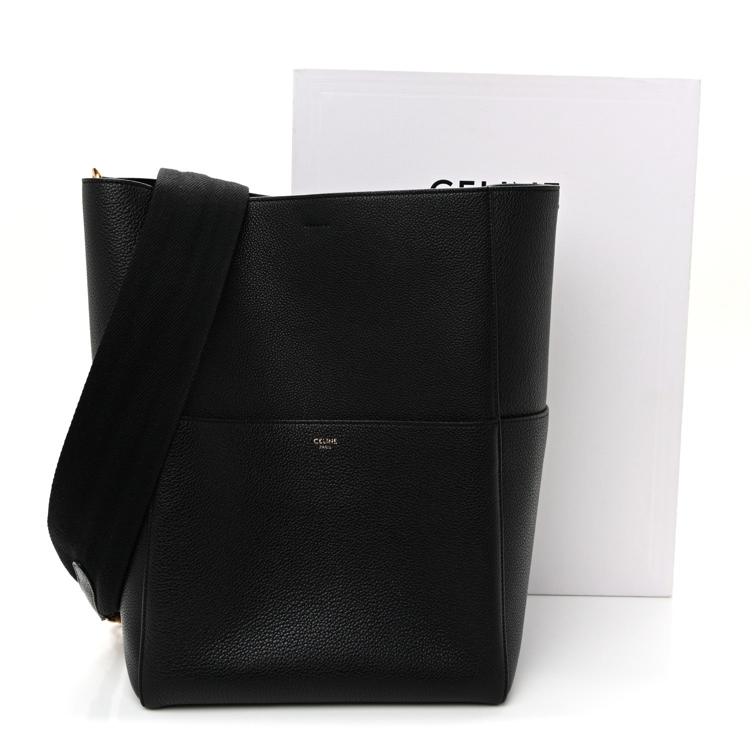 Celine Soft Grained Calfskin Sangle Bucket Bag Black 11 of 11