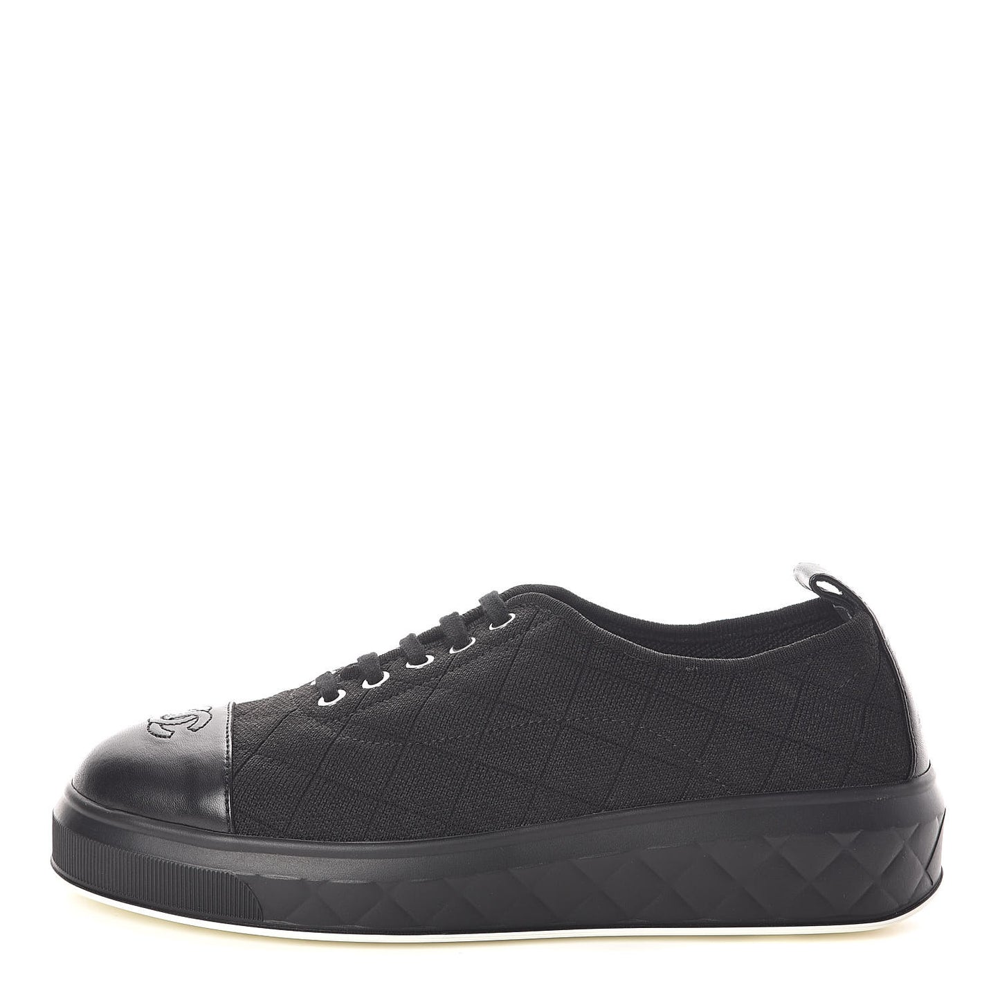 Canvas Quilted Cap Toe Sneakers 39 Black
