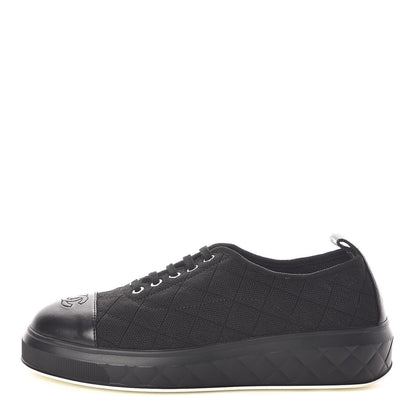 Chanel Canvas Quilted Cap Toe Sneakers 39 Black 1 of 8