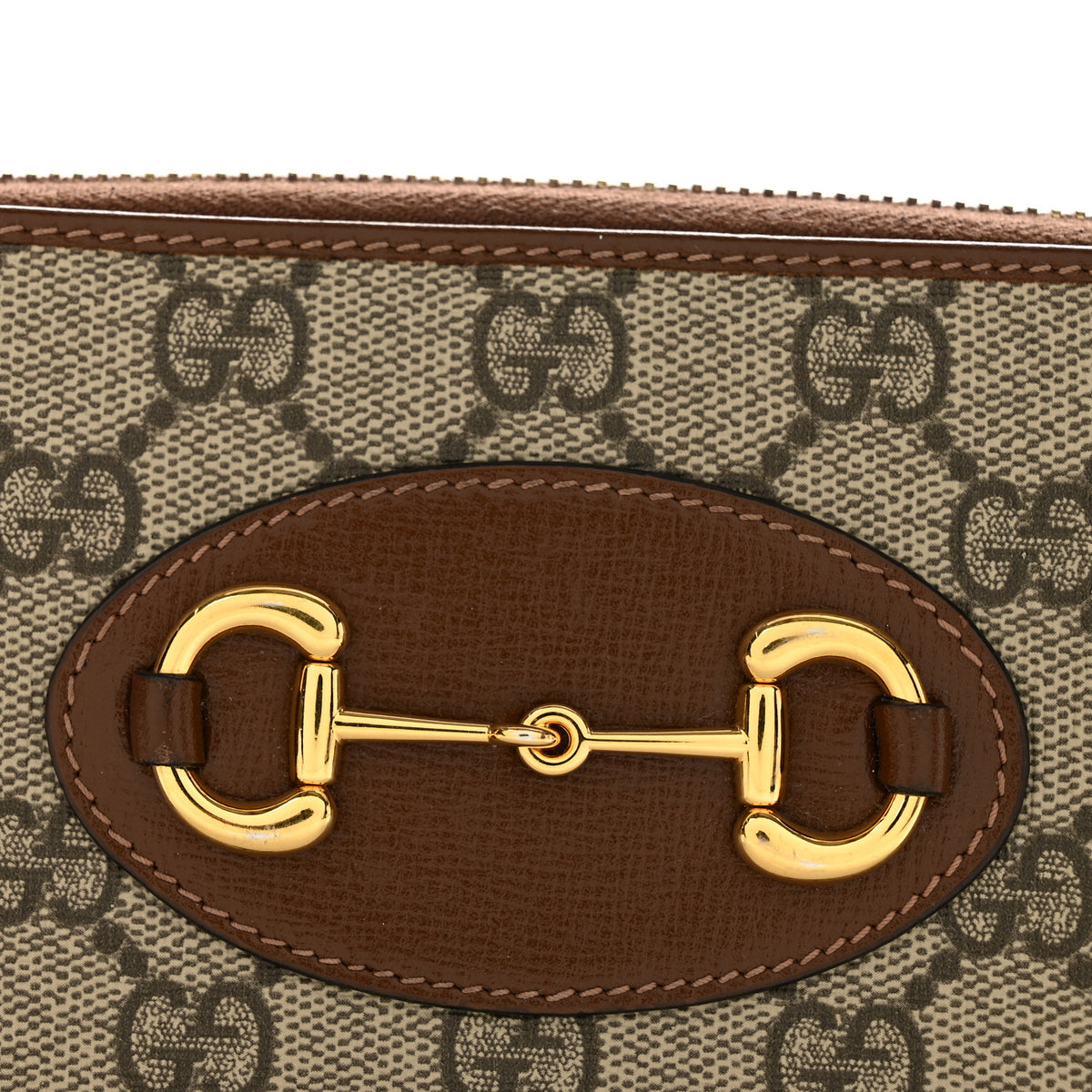 Gucci GG Supreme Monogram Azalea Calfskin Horsebit 1955 Zip Around Wallet Beige Ebony Brown Sugar 8 of 10