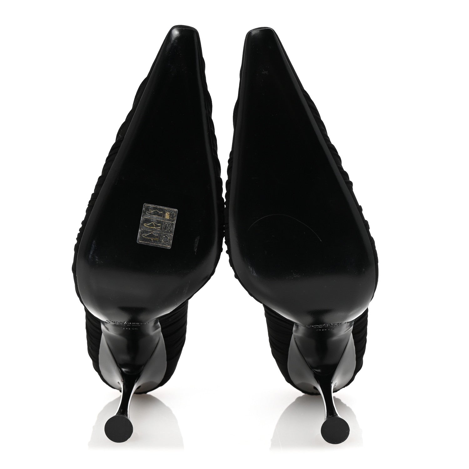 Saint Laurent Ruched Jersey Doville 110 Pump 38.5 Black Innocent Nude 6 of 10