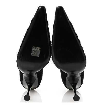 Saint Laurent Ruched Jersey Doville 110 Pump 38.5 Black Innocent Nude 6 of 10