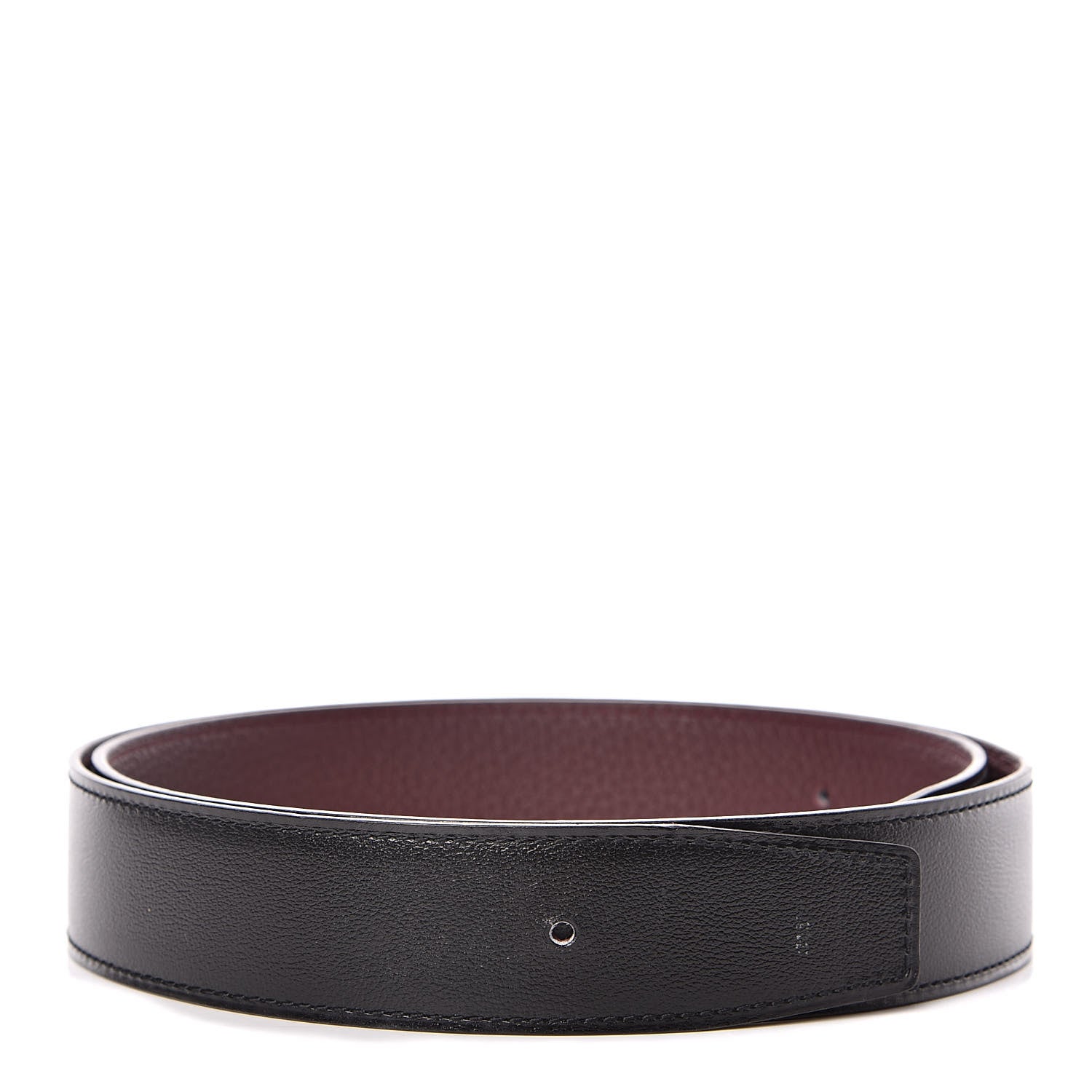 Hermes Box Togo 32mm Belt Strap 85 Black Bordeaux 1 of 5