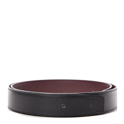 Hermes Box Togo 32mm Belt Strap 85 Black Bordeaux 1 of 5