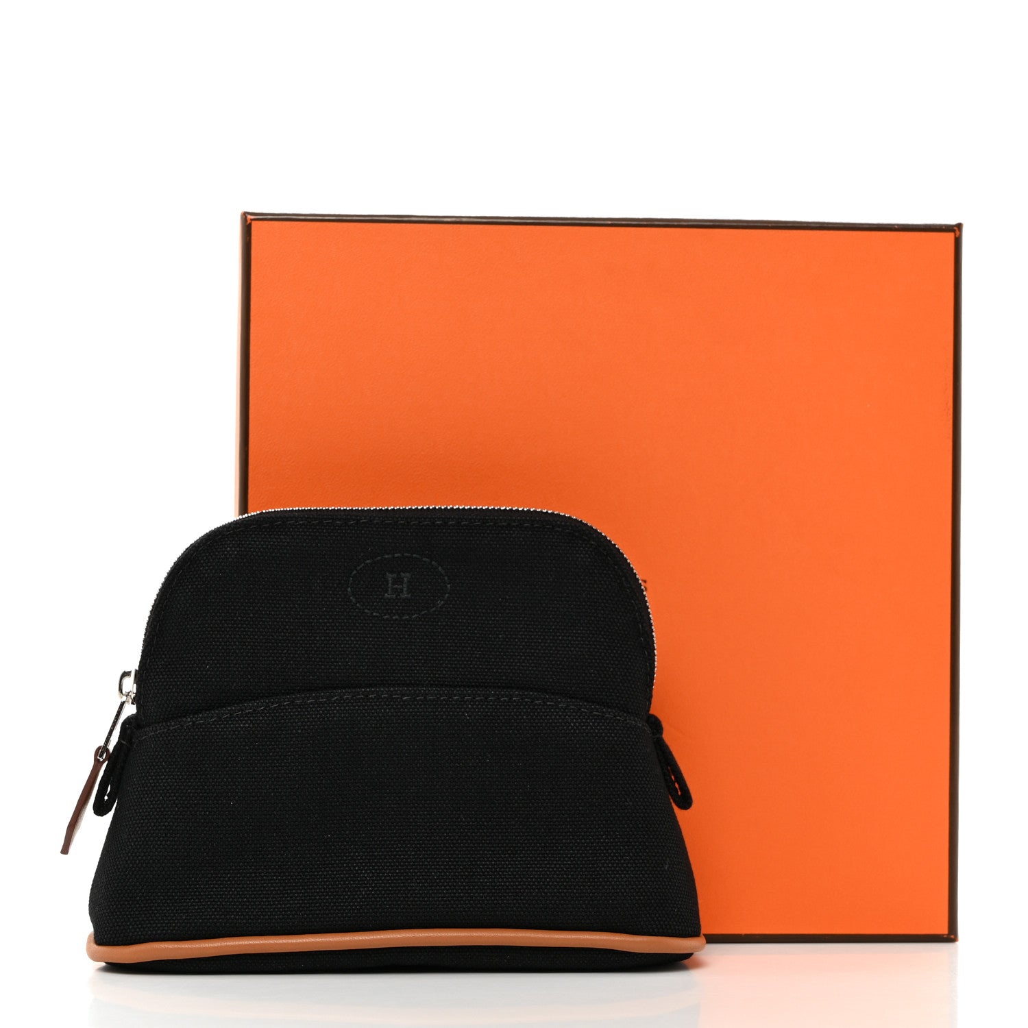 Hermes Cotton Canvas Mini Mini Bolide Travel Cosmetic Pouch Black 7 of 7