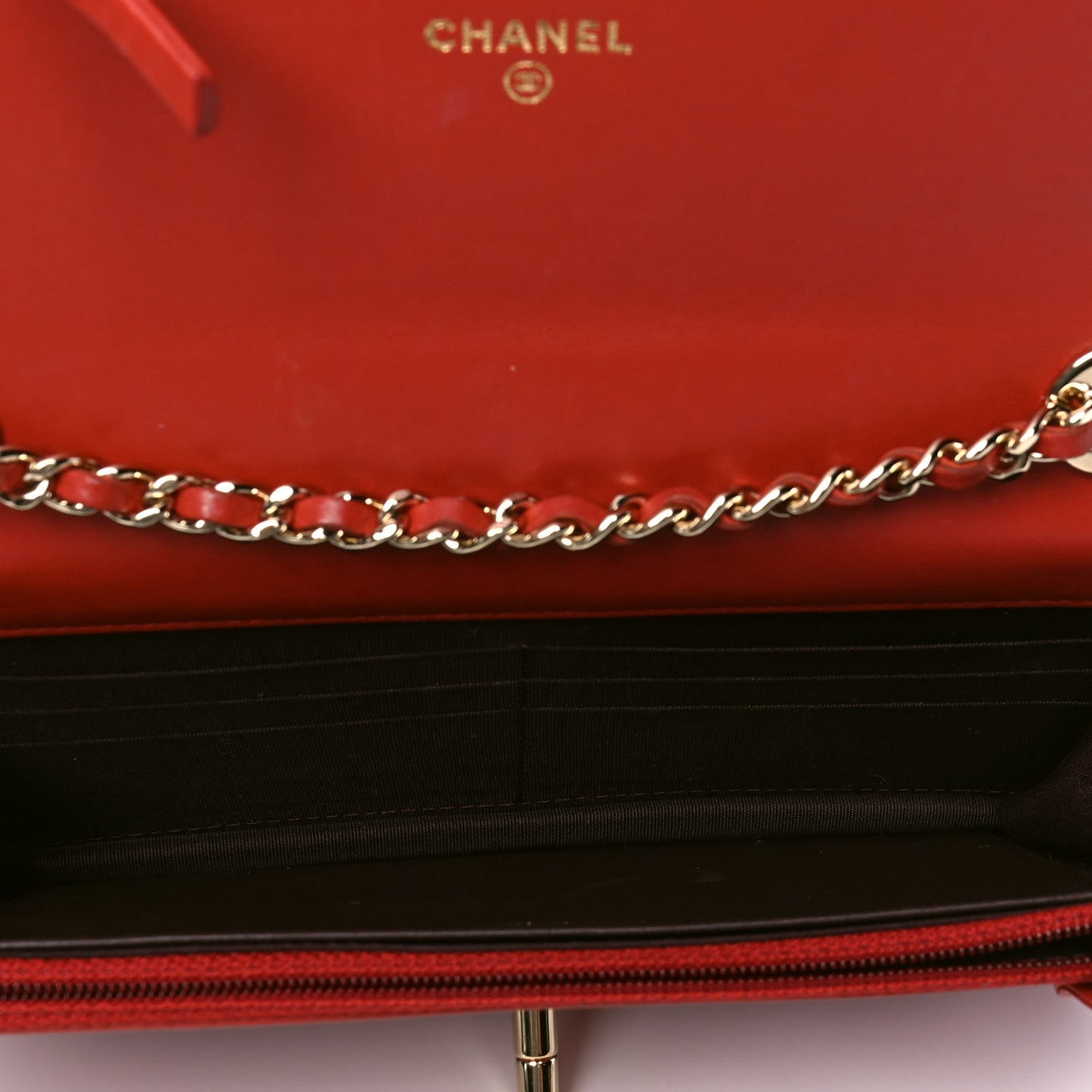 Lambskin Quilted Trendy CC Wallet On Chain WOC Red