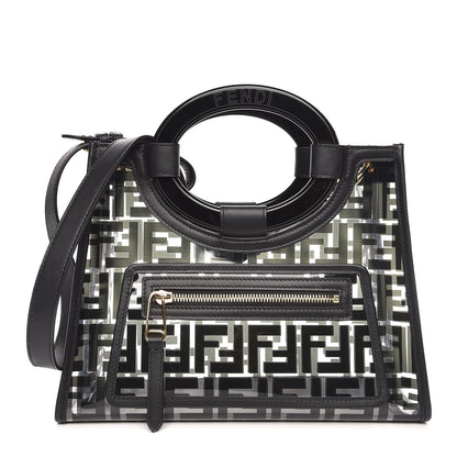 Fendi TPU FF Vitello Century Plexiglass Small Runaway Shopper Tote Black 1 of 7