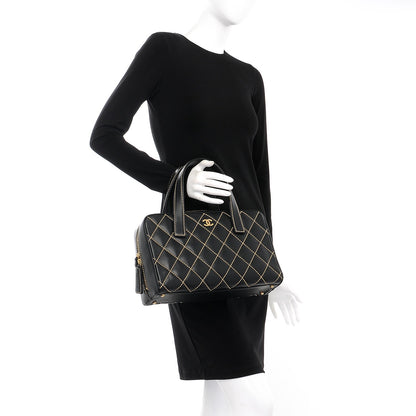 Chanel Calfskin Contrast Stitch Surpique Bowler Black 2 of 7
