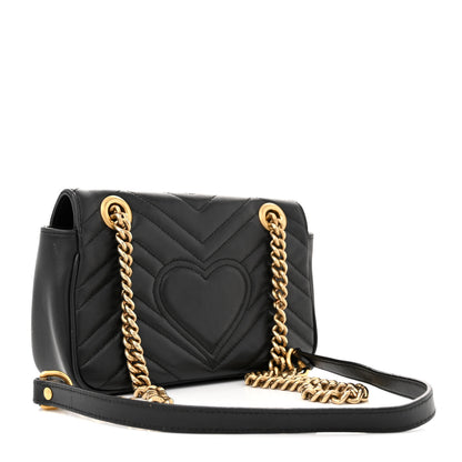 Gucci Calfskin Matelasse Mini GG Marmont Shoulder Bag Black 3 of 11