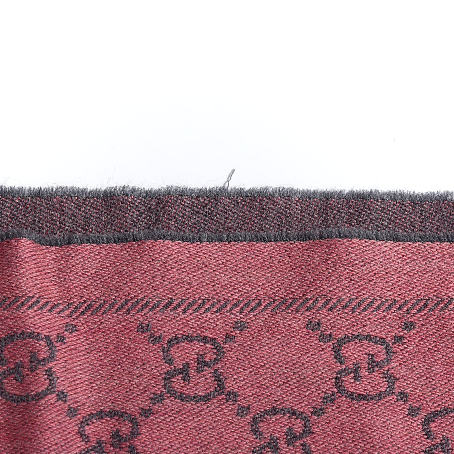 Wool Jacquard Monogram Reversible Stencil Fringe Scarf Pink