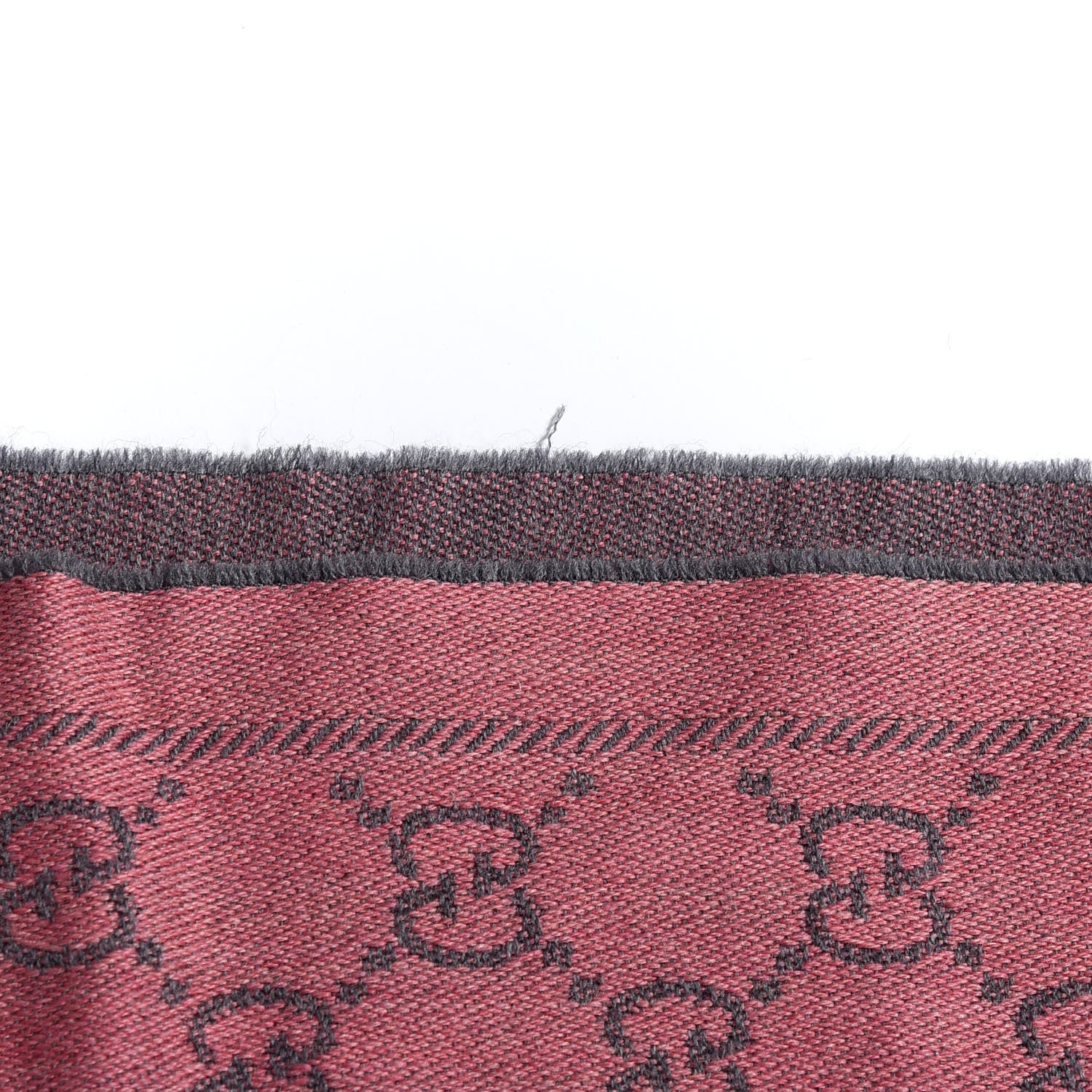 Gucci Wool Jacquard Monogram Reversible Stencil Fringe Scarf Pink 4 of 5