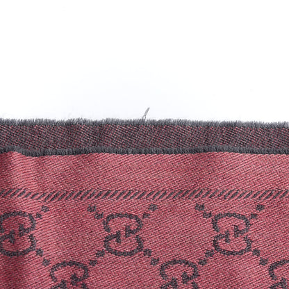 Gucci Wool Jacquard Monogram Reversible Stencil Fringe Scarf Pink 4 of 5