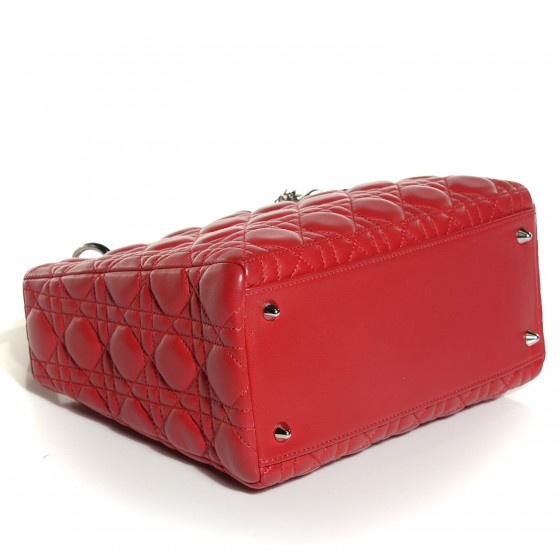 Lambskin Cannage Medium Lady Dior Red