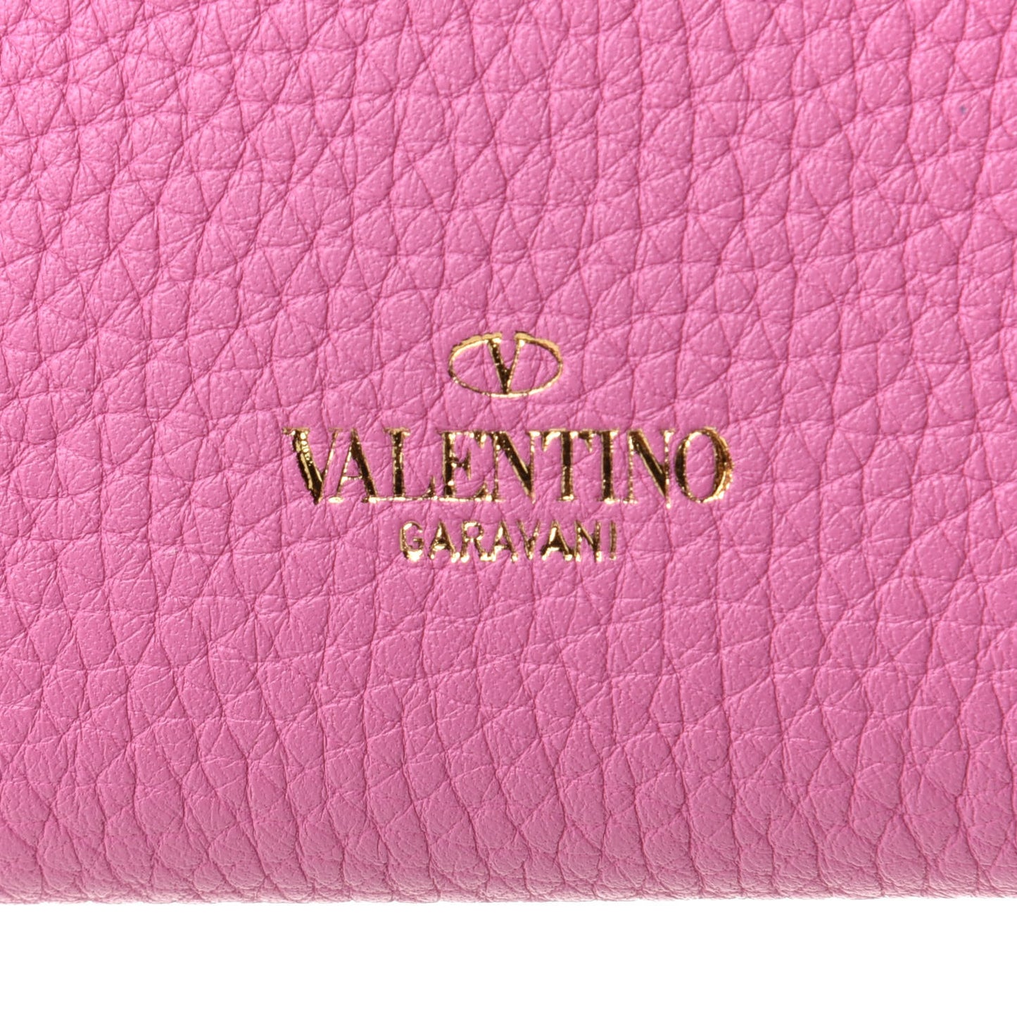 Pebbled Calfskin Rockstud Flip Lock Wallet On Chain Dawn Pink