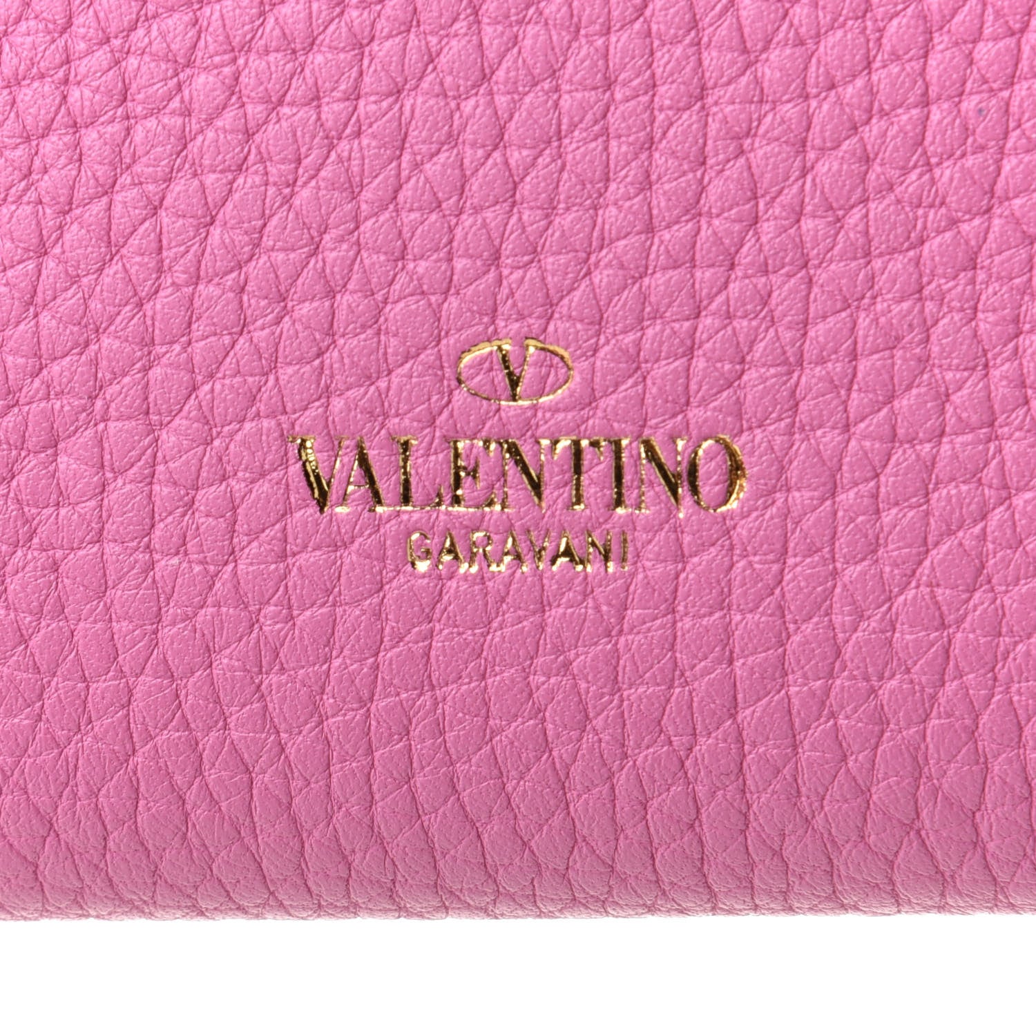 Valentino Garavani Pebbled Calfskin Rockstud Flip Lock Wallet On Chain Dawn Pink 6 of 8