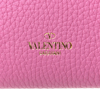 Valentino Garavani Pebbled Calfskin Rockstud Flip Lock Wallet On Chain Dawn Pink 6 of 8