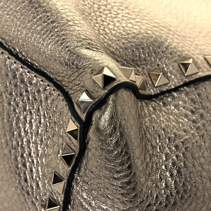 Valentino Garavani Metallic Grained Calfskin Rockstud Double Handle Tote Sasso 11 of 14