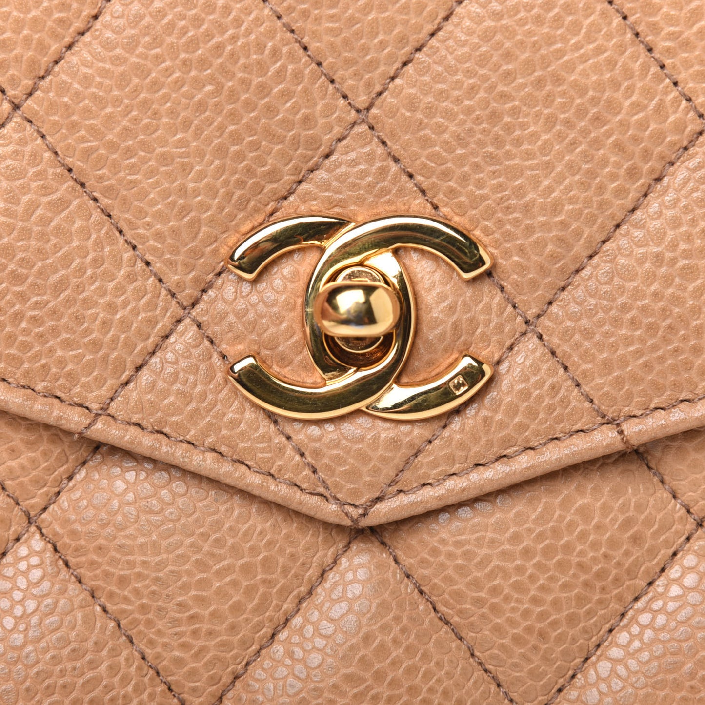 Caviar Quilted Flap Belt Bag Clutch 85 34 Beige