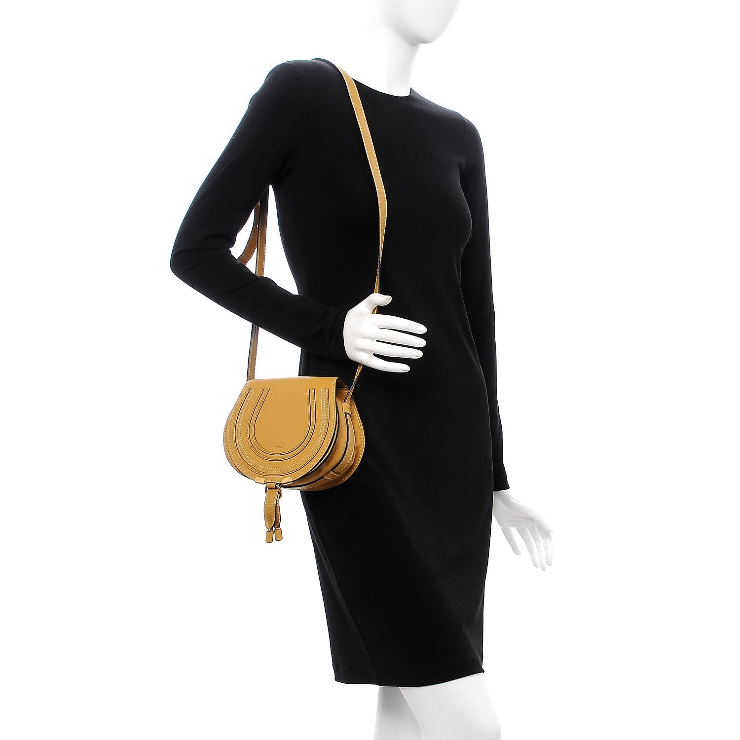 Chloe Calfskin Mini Marcie Round Crossbody Bag Dusty Yellow 2 of 7