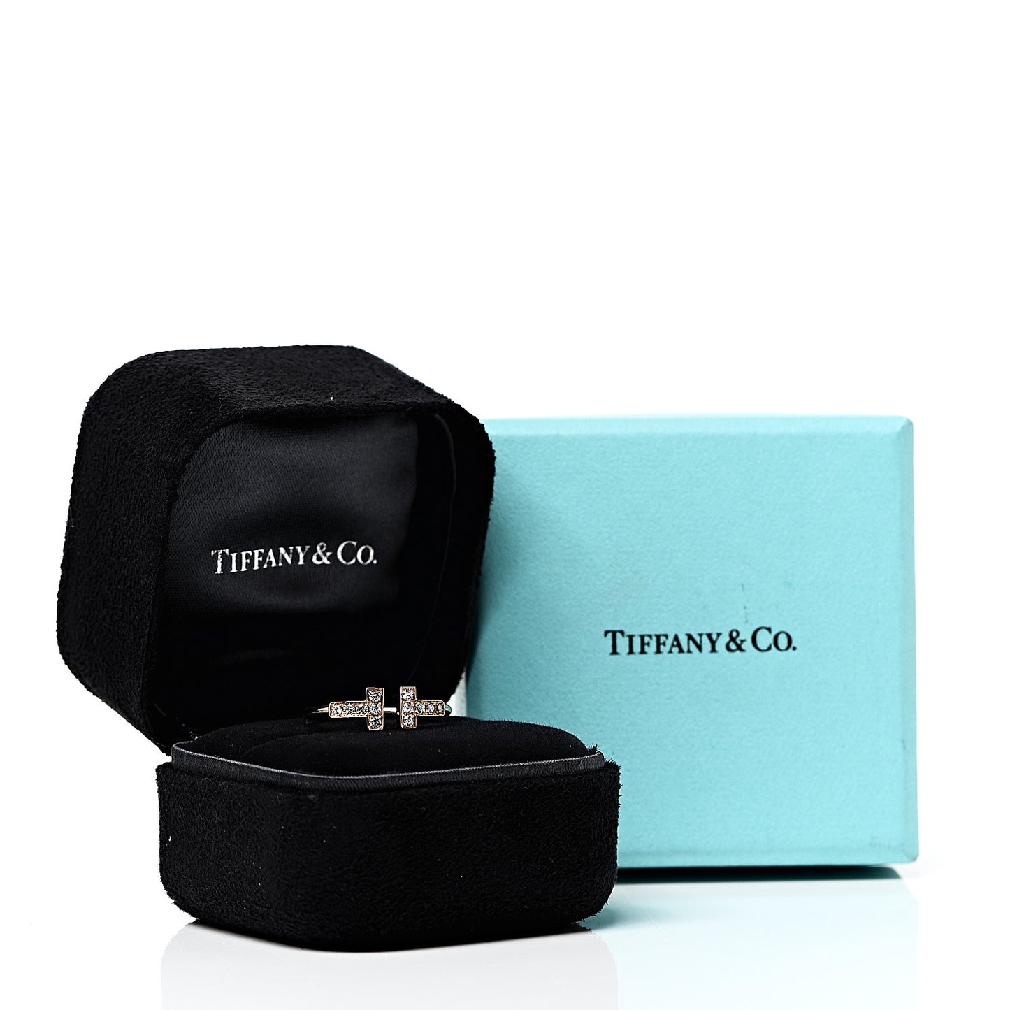 18K Rose Gold Diamond T Wire Ring 49 5